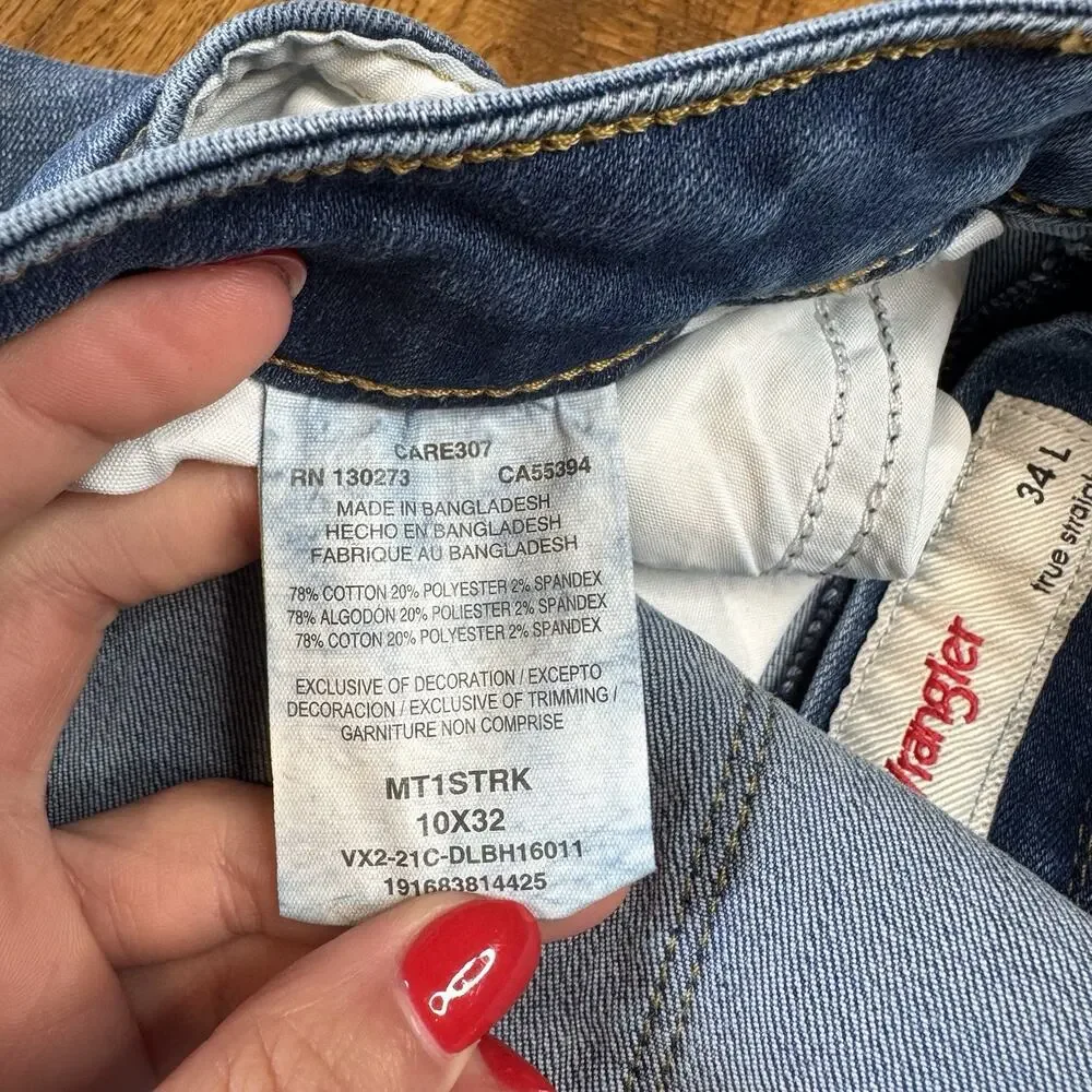 Wrangler Women's High Rise True Straight Jean Size 10x34L Med Wash MT1STRK